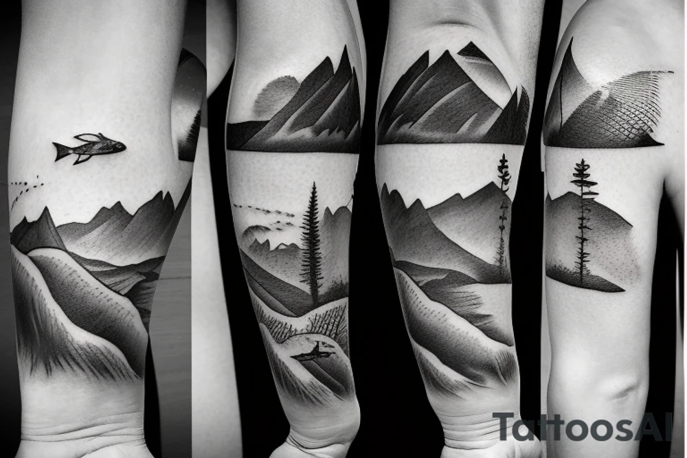 fly fishing in the mountains tattoo idea