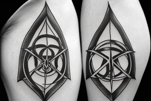 the deathly hallows from harry potter, three versions for brothers tattoo idea