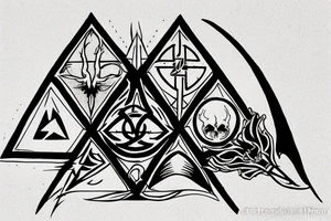 the deathly hallows from harry potter, three versions for brothers tattoo idea