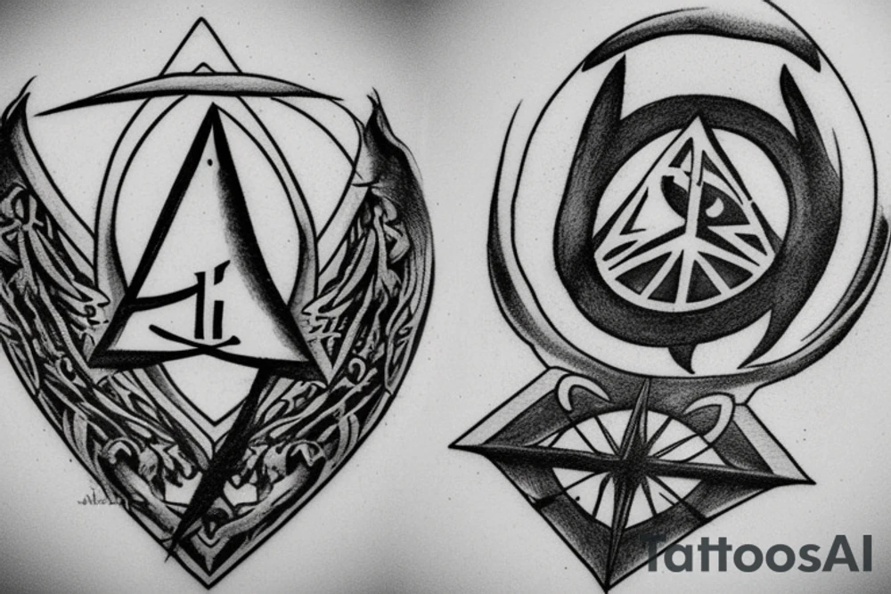 the deathly hallows from harry potter, three versions for brothers tattoo idea