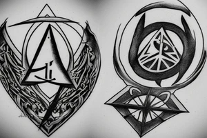 the deathly hallows from harry potter, three versions for brothers tattoo idea