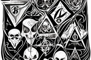 the deathly hallows from harry potter, three versions for brothers tattoo idea