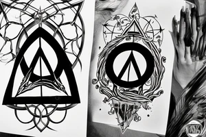 the deathly hallows from harry potter, three versions for brothers tattoo idea
