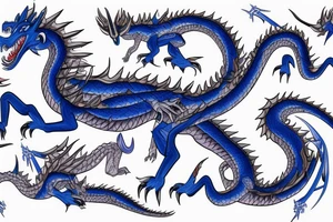Dragón azul con cuernos tattoo idea