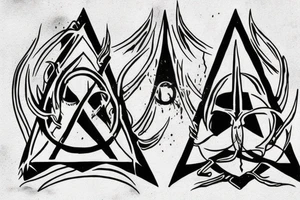 the deathly hallows from harry potter, three versions for brothers tattoo idea