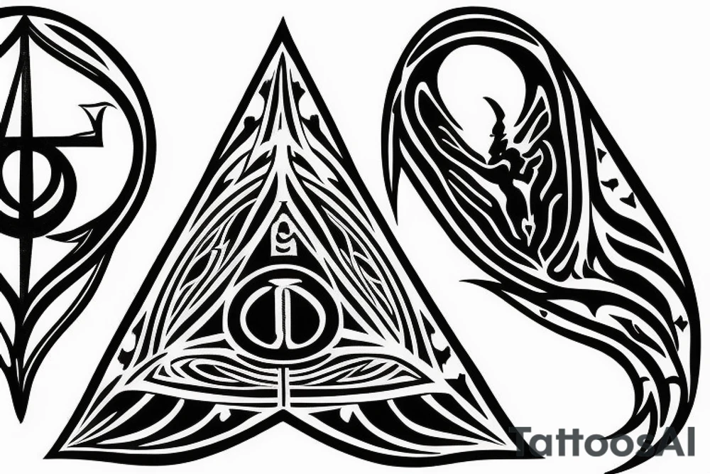 the deathly hallows from harry potter, three versions for brothers tattoo idea the deathly hallows from harry potter, three versions for brothers tattoo idea
