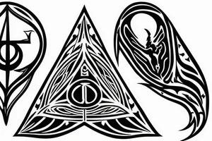 the deathly hallows from harry potter, three versions for brothers tattoo idea
