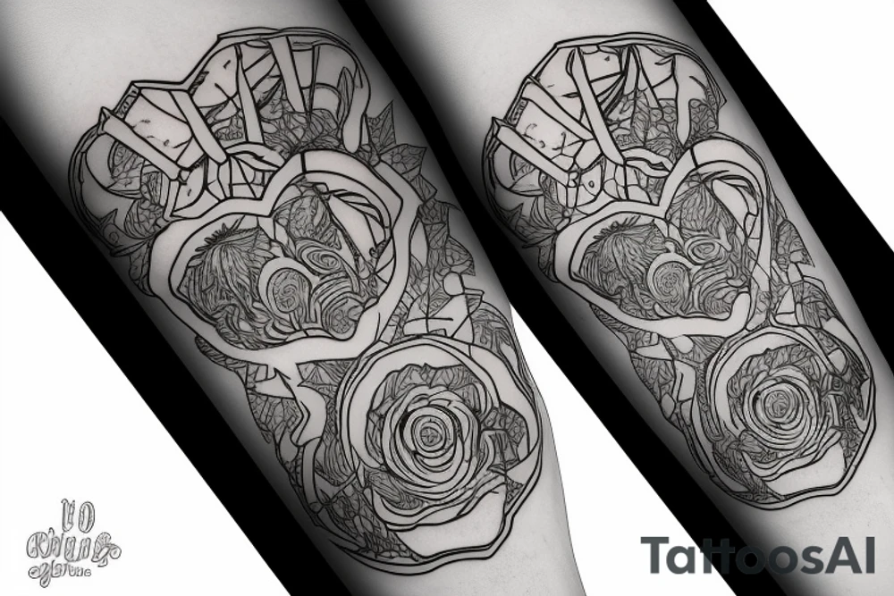 Showing a cut with detail of the inside of the arm, the cut is healing tattoo idea