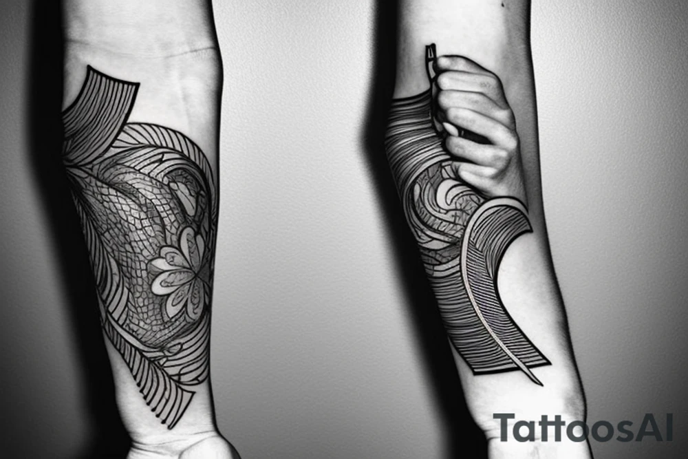 Showing a cut with detail of the inside of the arm, the cut is healing tattoo idea