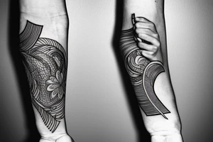 Showing a cut with detail of the inside of the arm, the cut is healing tattoo idea