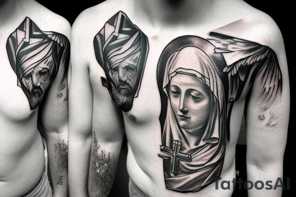 The blessed Mother, Jesus, God, America, Emergency Medical Services tattoo idea