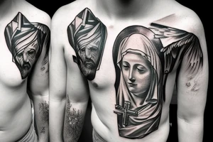 The blessed Mother, Jesus, God, America, Emergency Medical Services tattoo idea