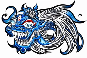 traditional japanese tattoo depicting a blue oni rising out of the water tattoo idea