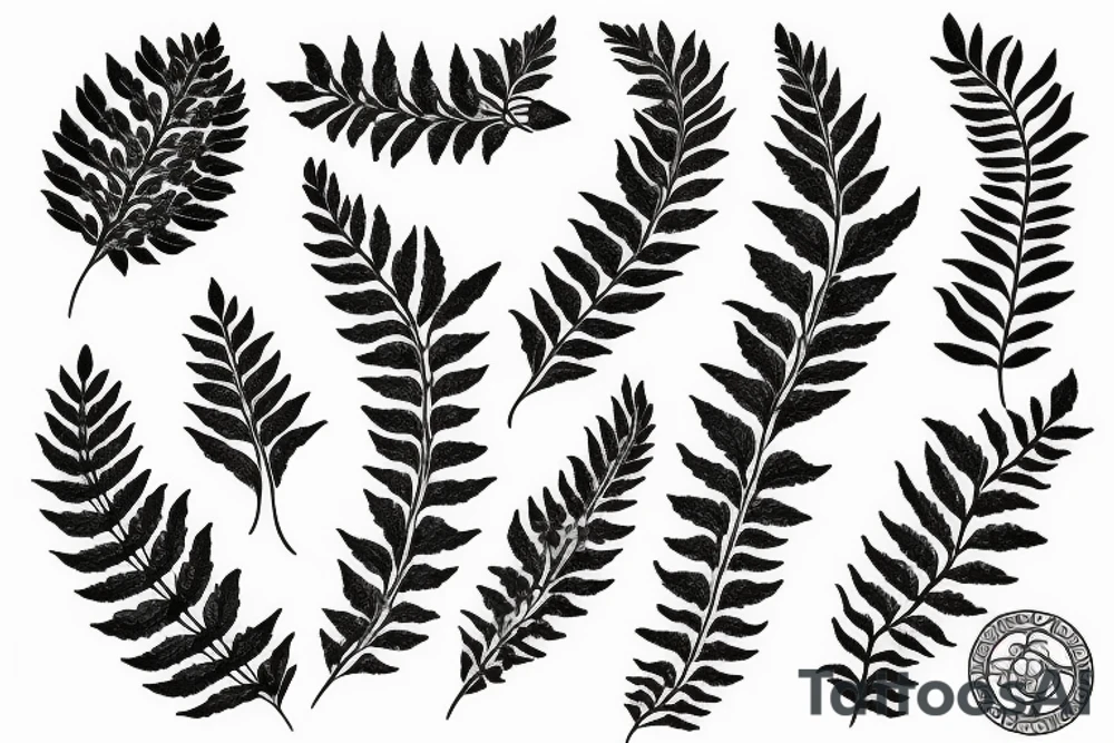 Fern leaf intertwined with a forget me not flower tattoo idea Fern leaf intertwined with a forget me not flower tattoo idea