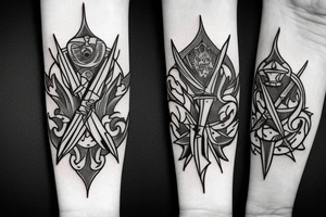Delicate dagger with a drop of blood three of swords tarot tattoo idea