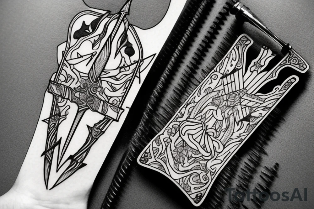 Delicate dagger with a drop of blood three of swords tarot tattoo idea