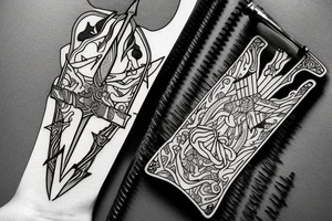 Delicate dagger with a drop of blood three of swords tarot tattoo idea