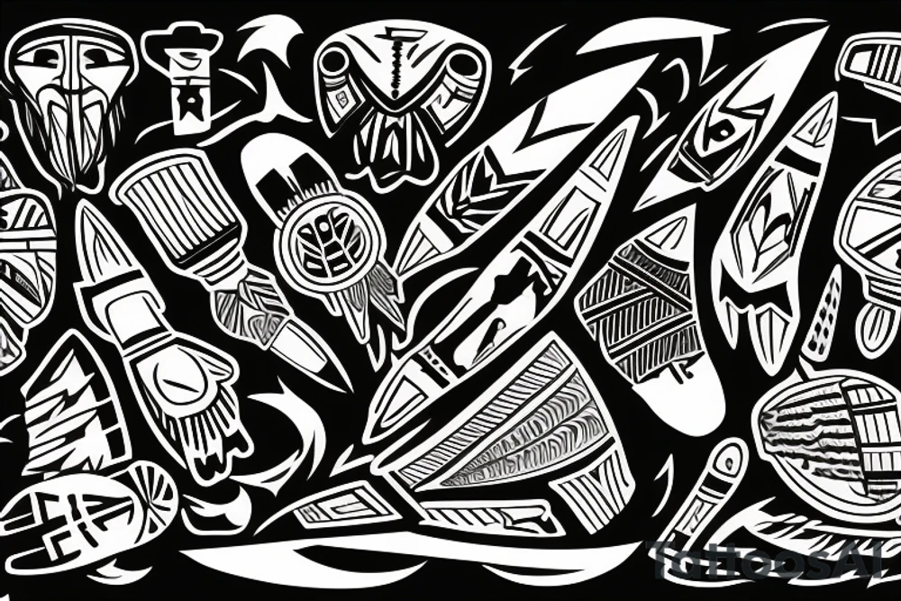 Native hockey with a storm in the background tattoo idea