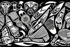 Native hockey with a storm in the background tattoo idea