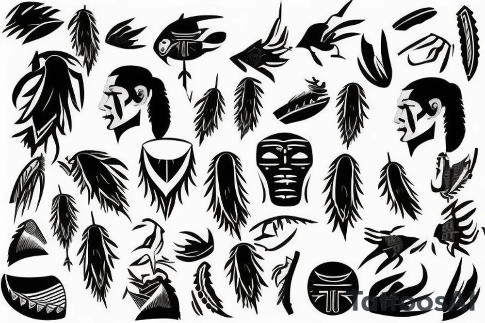 Native hockey with a storm in the background tattoo idea