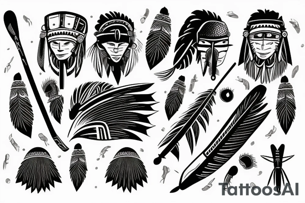 Native hockey with a storm in the background tattoo idea