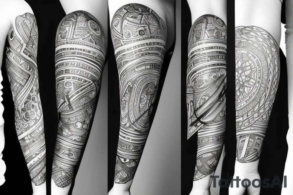 Tattoo with fine line geometric, technology and futurist, angel, dots, forearm, da vinci tattoo idea