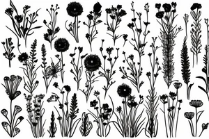 tall flowers growing from grass tattoo idea