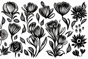 tall flowers growing from grass tattoo idea