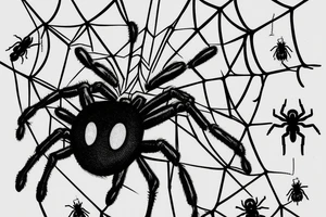 Black Spider on a web that says be quiet tattoo idea
