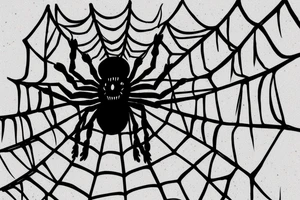Black Spider on a web that says be quiet tattoo idea