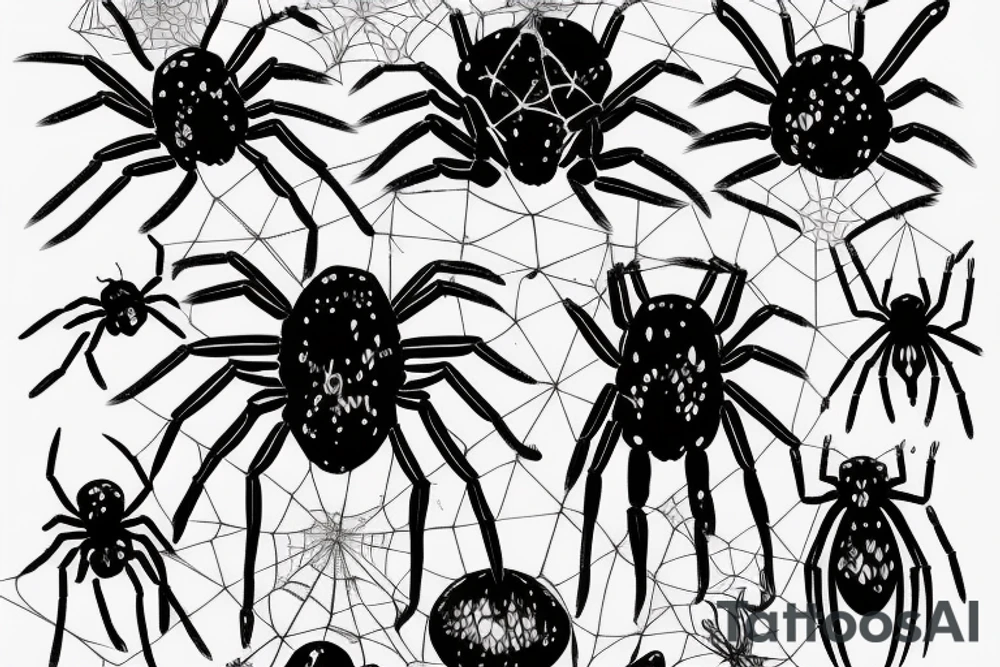 Black and red spider on a tall web tattoo idea