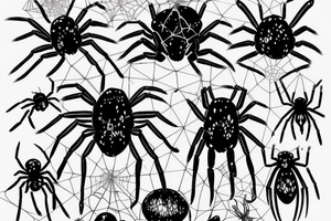 Black and red spider on a tall web tattoo idea