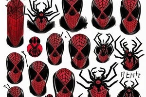 Black and red spider on a tall web tattoo idea