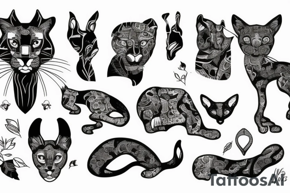 Puma con líneas delgadas y finas tattoo idea