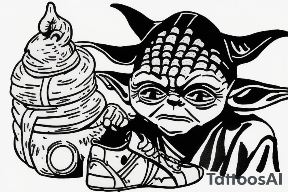 yoda in harry potter hat with trainers on tattoo idea