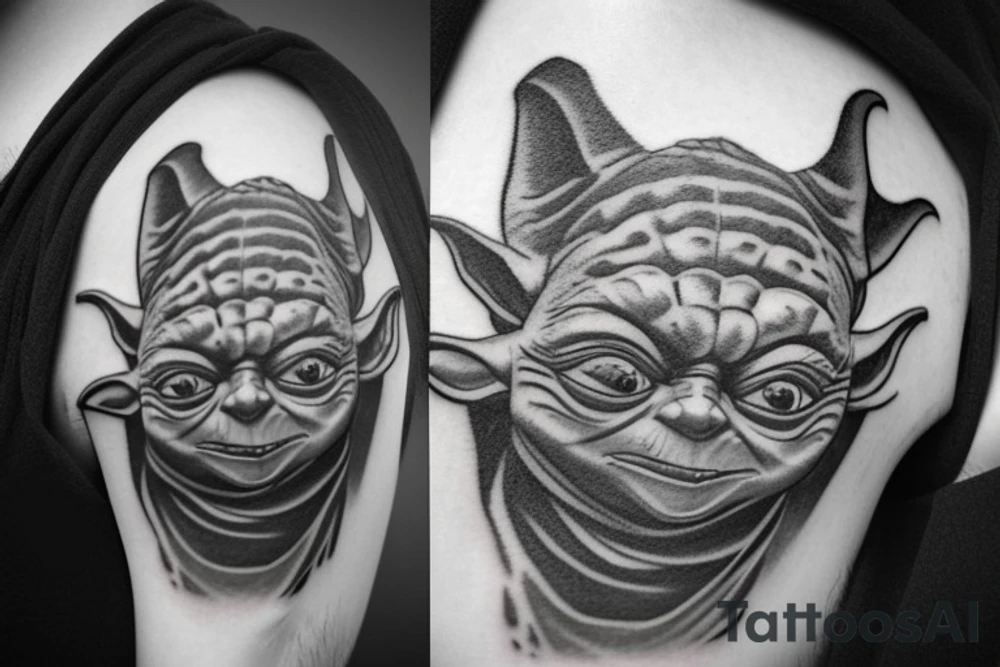 yoda in harry potter hat tattoo idea