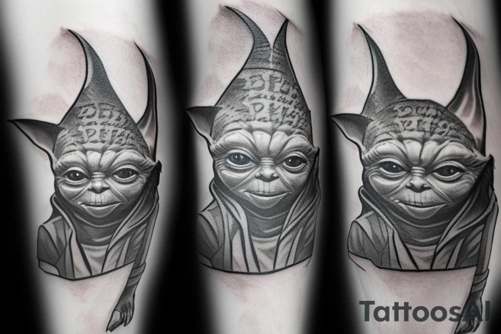 yoda in harry potter hat tattoo idea