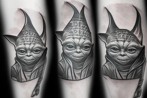 yoda in harry potter hat tattoo idea