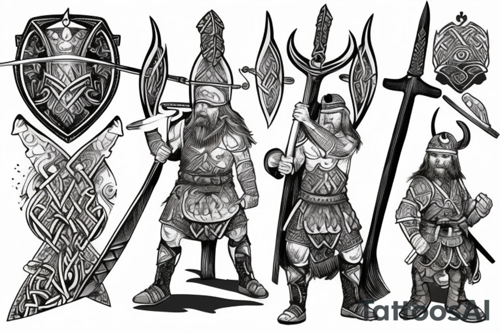 Viking warrior with battle ax tattoo idea