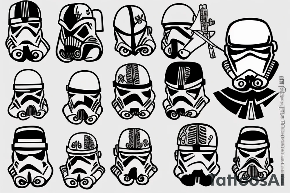 samurai wearing a stormtrooper helmet tattoo idea