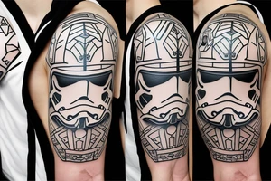 samurai wearing a stormtrooper helmet tattoo idea