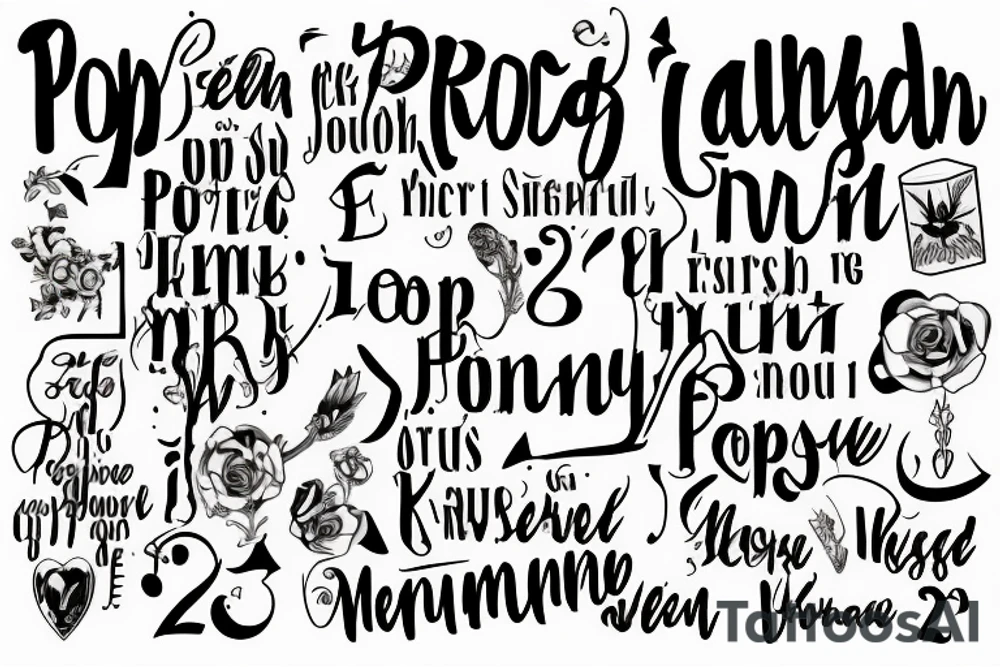 Psalm 23:1–6 scripture along with a memorial piece for my grandfather named “pop” tattoo idea