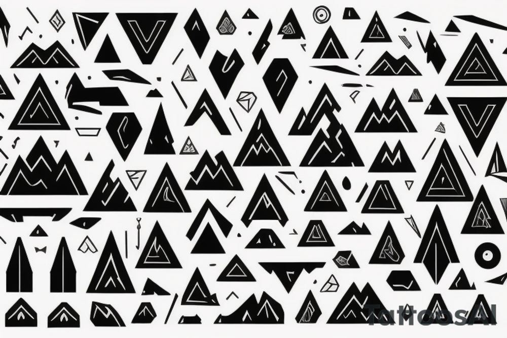 Black geometric mountains tattoo idea