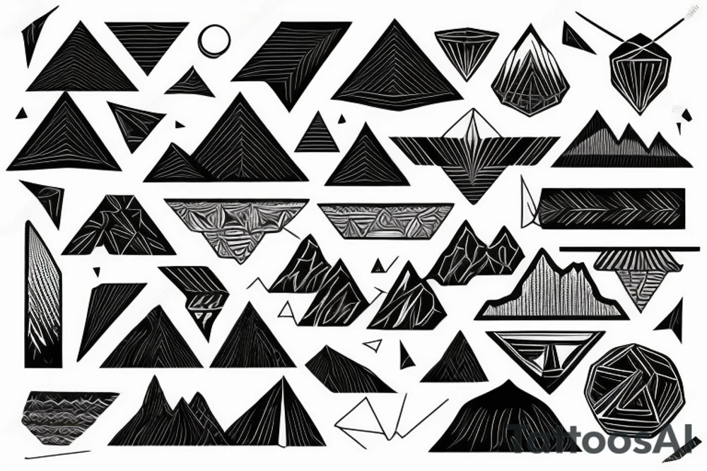 Black geometric mountains tattoo idea