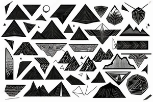 Black geometric mountains tattoo idea