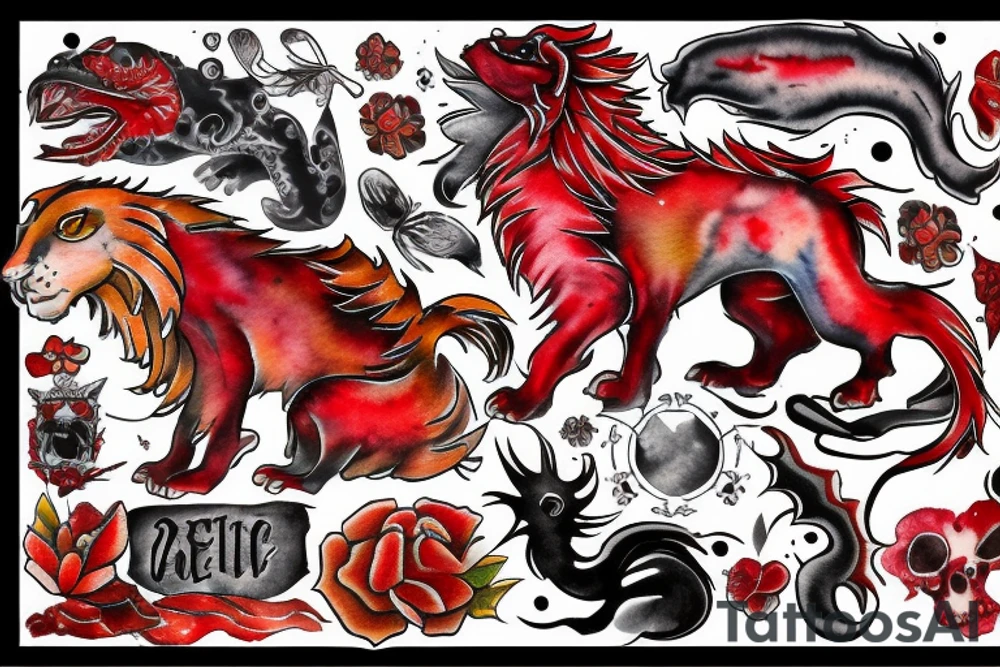 Red lion tattoo idea