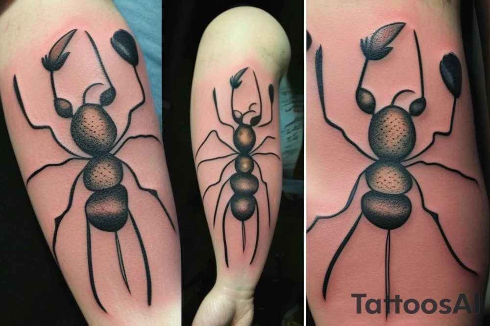 3d realistic ant tattoo idea