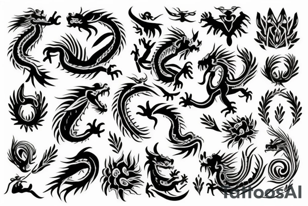 dragon with flowers tattoo idea