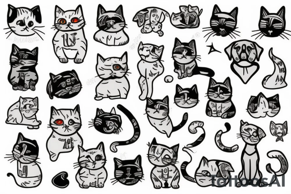 cat with dog tattoo idea