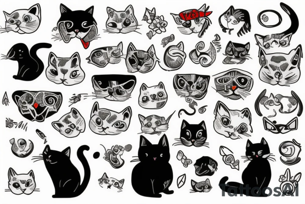 cat with dog tattoo idea